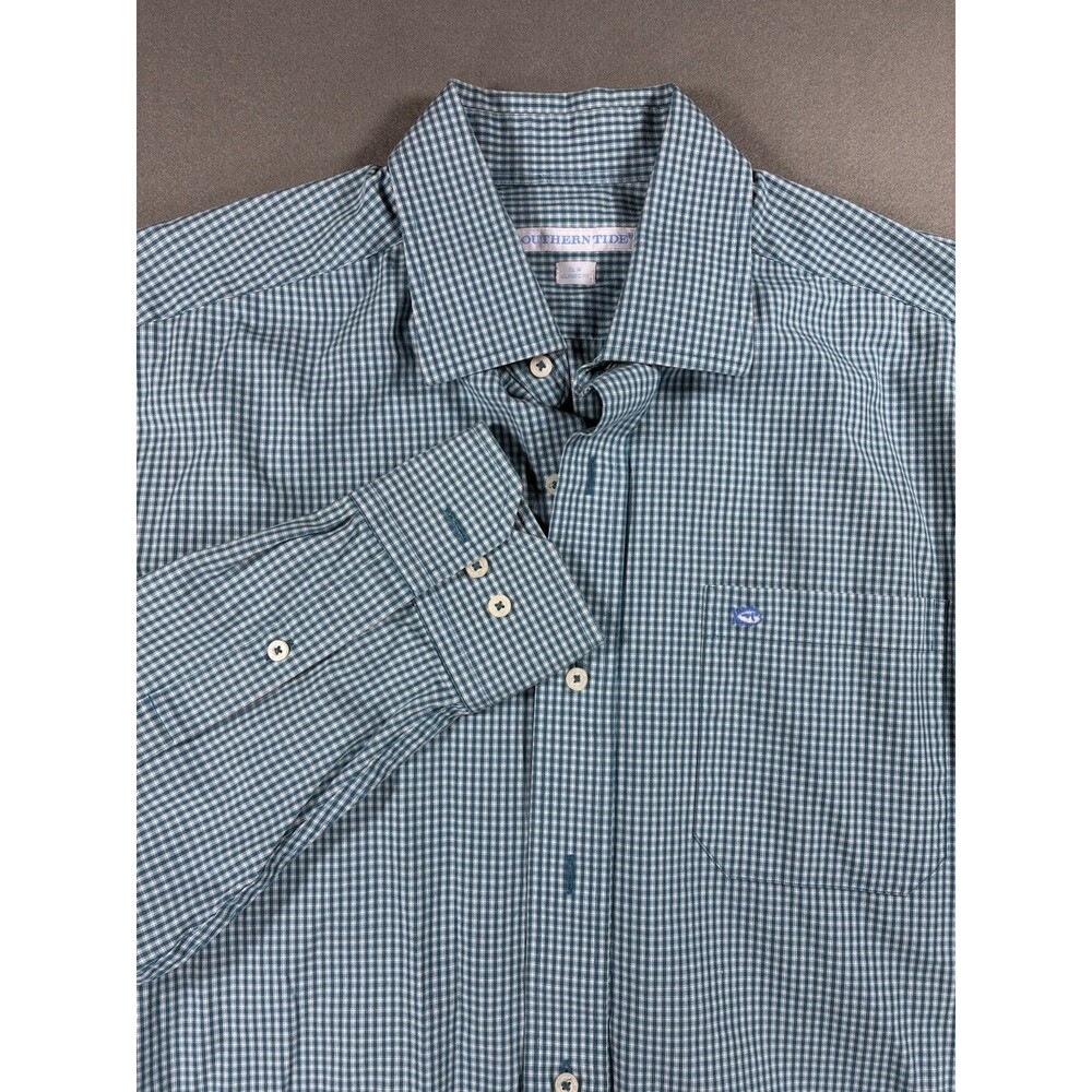 Southern Tide Men’s Classic Fit Button Down Shirt Blue Check Size M